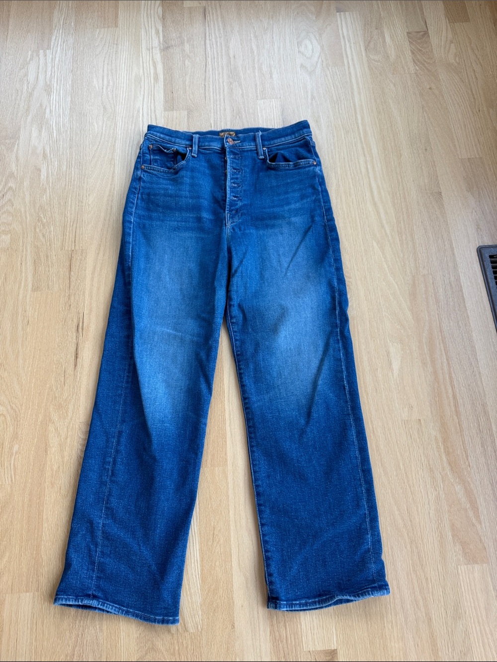 MOTHER Women’s Blue Relaxed Straight-Leg Jeans